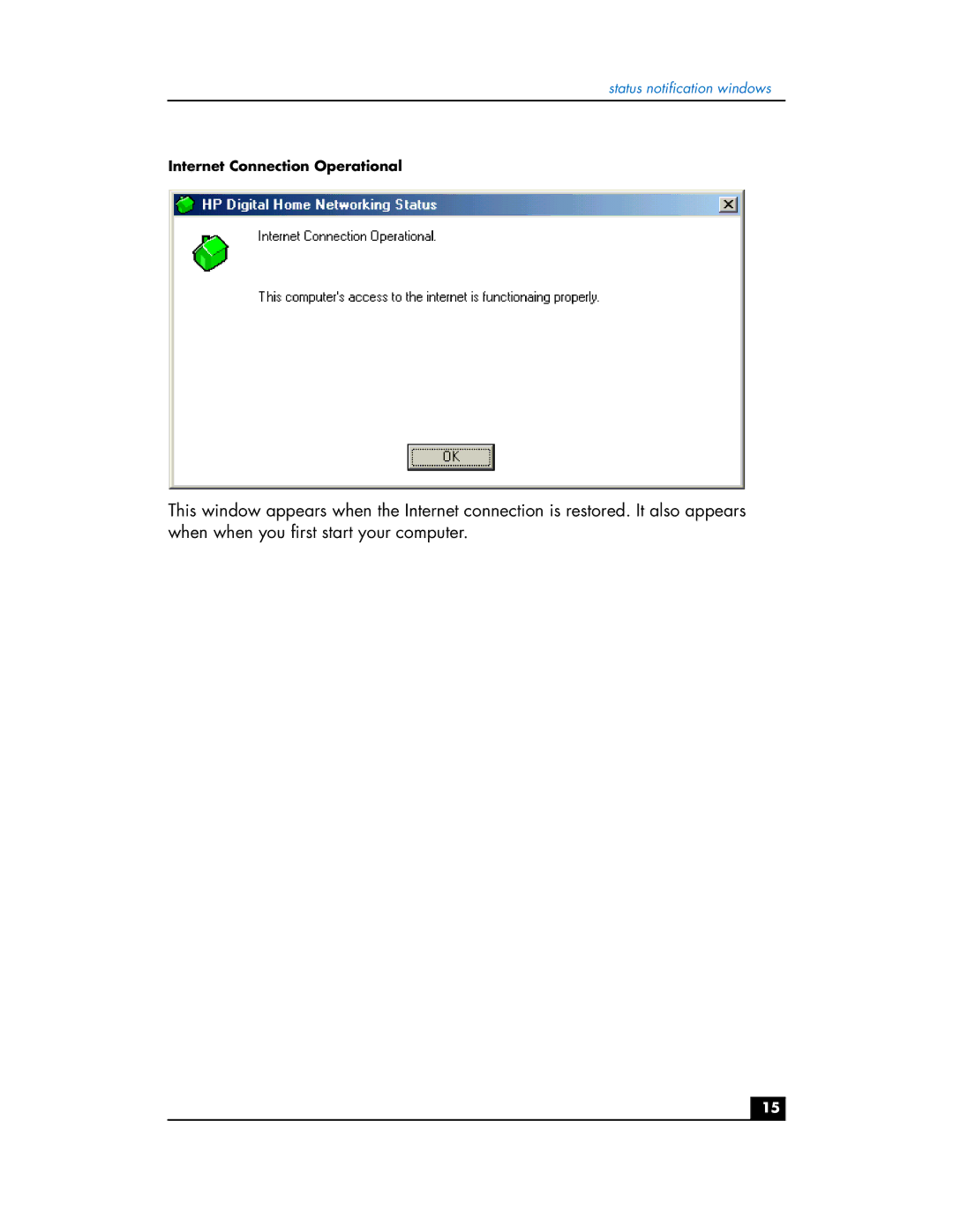 HP hn200e manual Internet Connection Operational 