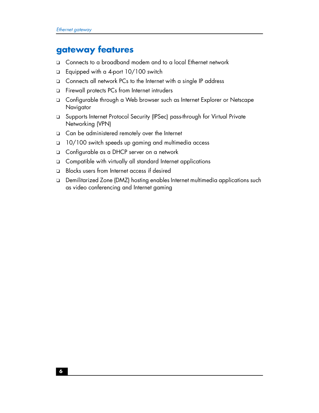 HP hn200e manual Gateway features 