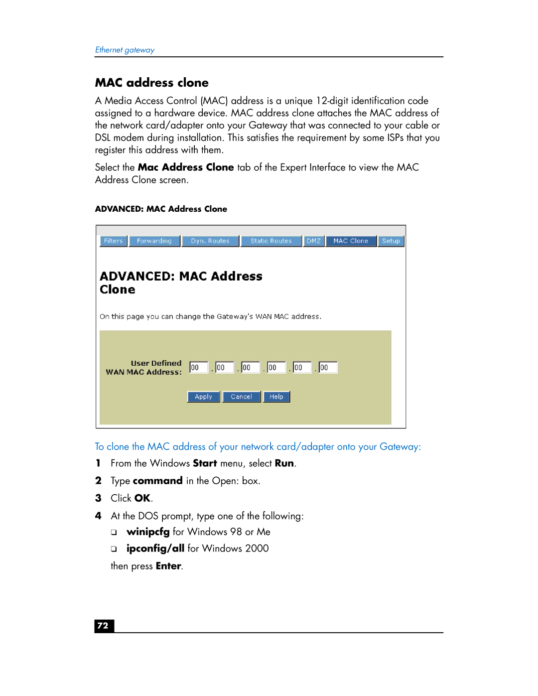 HP hn200e manual MAC address clone 