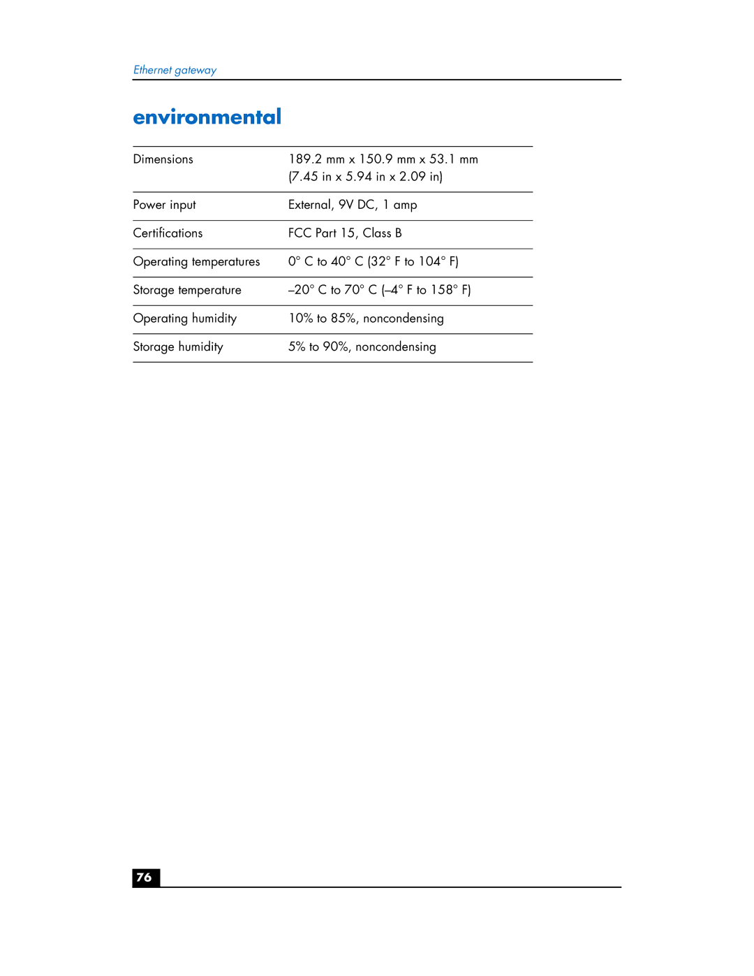 HP hn200e manual Environmental 