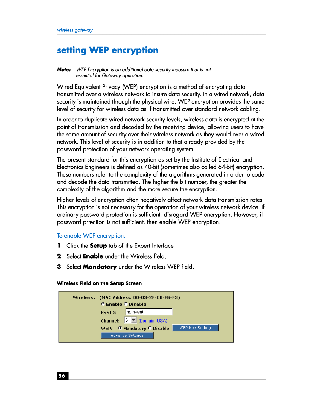HP hn200w manual setting WEP encryption, To enable WEP encryption 