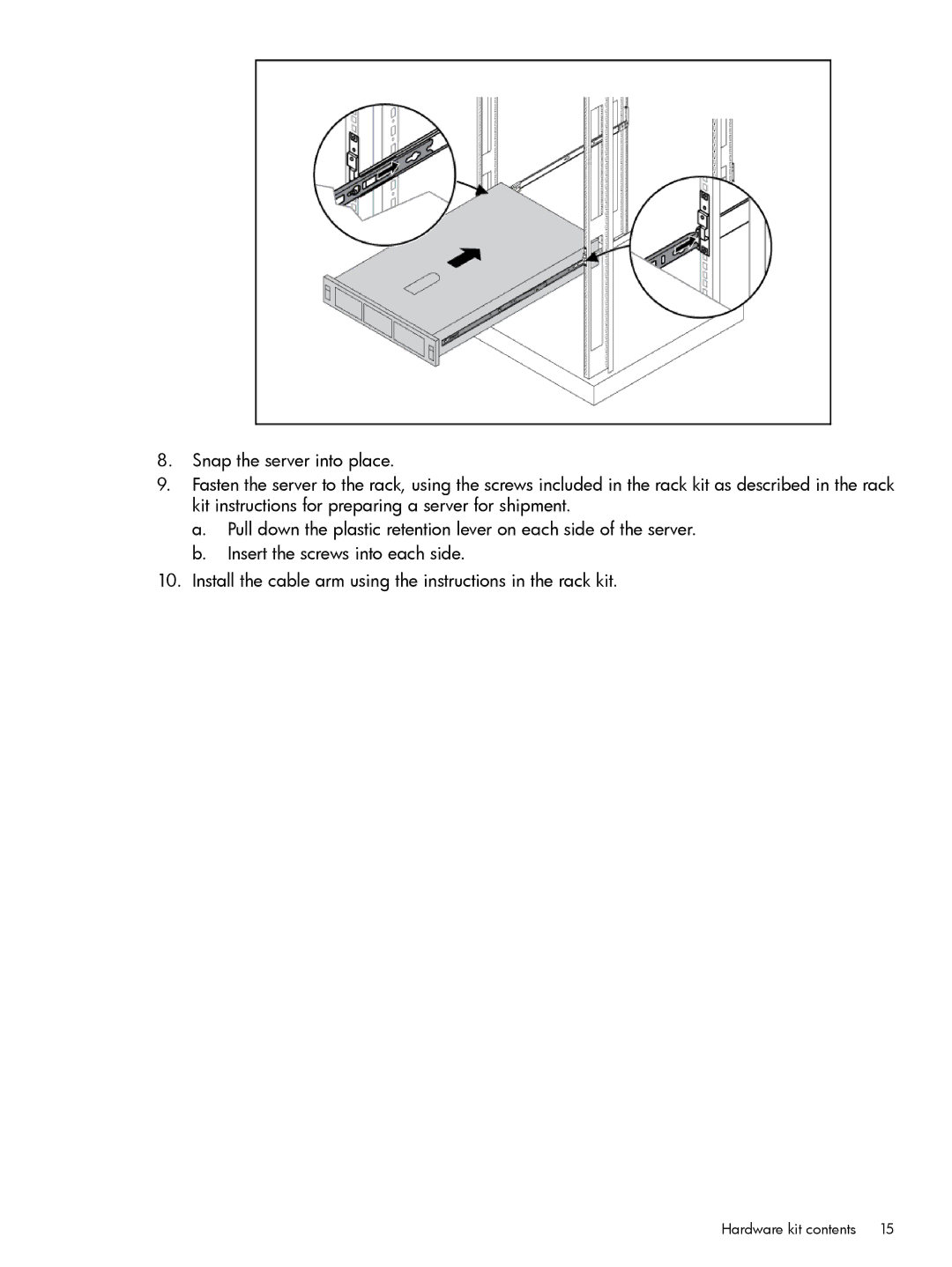 HP Home Theater Server DL380 manual Hardware kit contents 