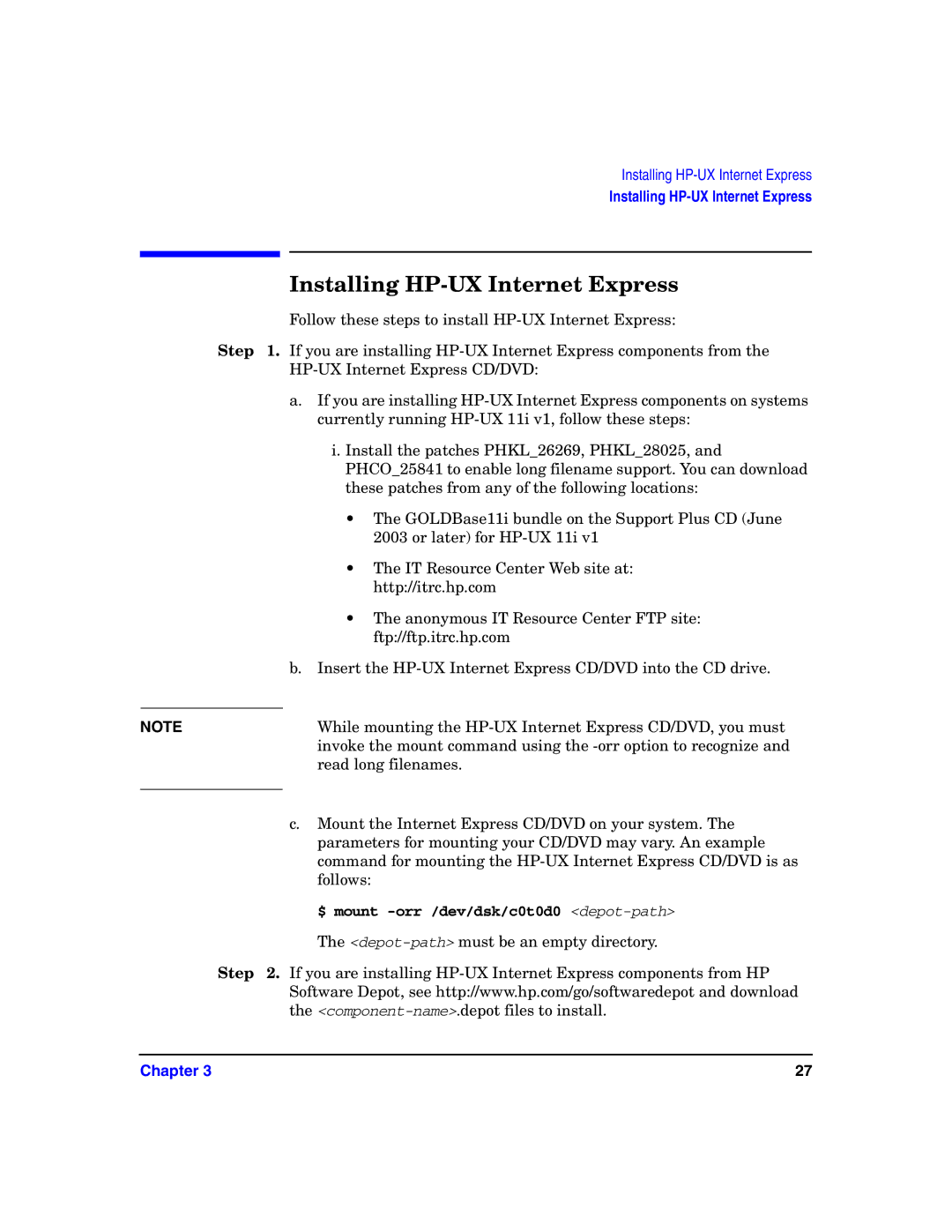 HP Host Intrusion Detection System (HIDS) manual Installing HP-UX Internet Express 