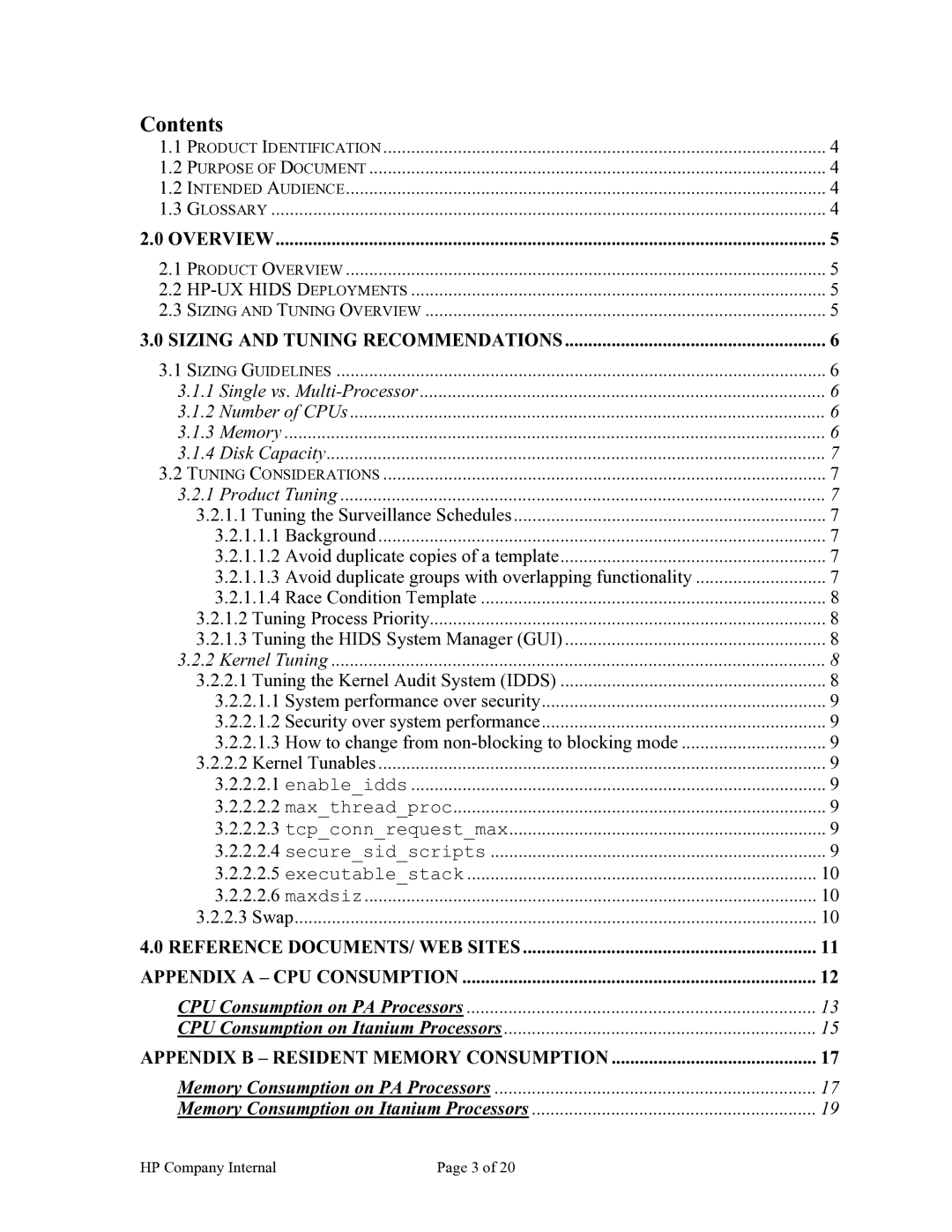 HP Host Intrusion Detection System (HIDS) manual Contents 