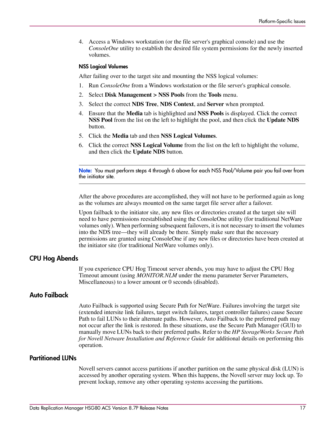 HP HSG80 manual CPU Hog Abends, Partitioned LUNs 