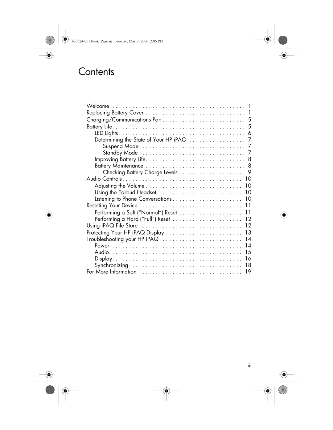 HP hw6500 Cingular manual Contents 