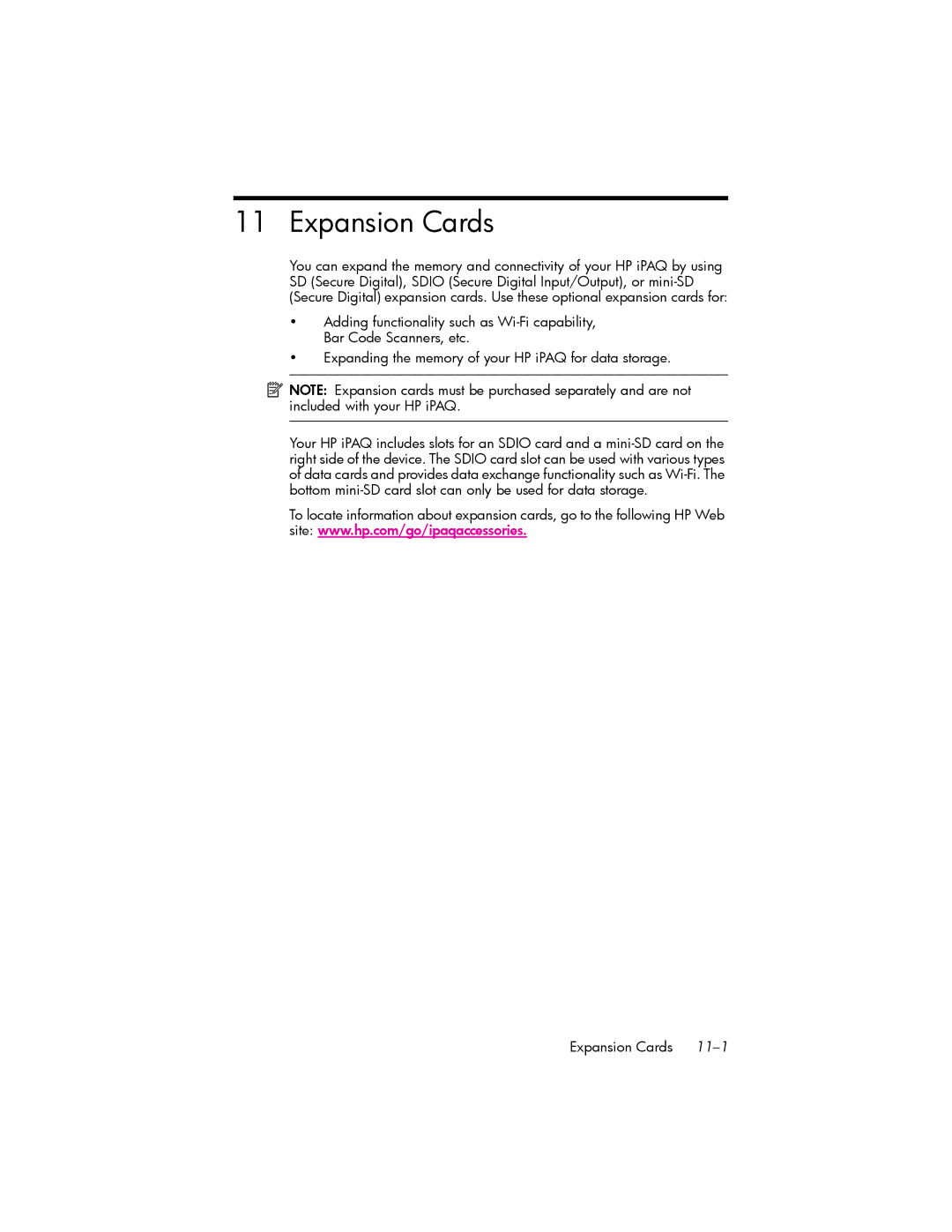 HP hw6500 Cingular manual Expansion Cards 