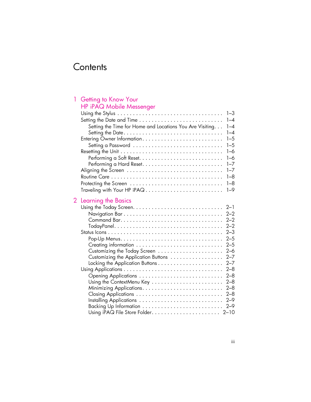 HP hw6500 Cingular manual Contents 