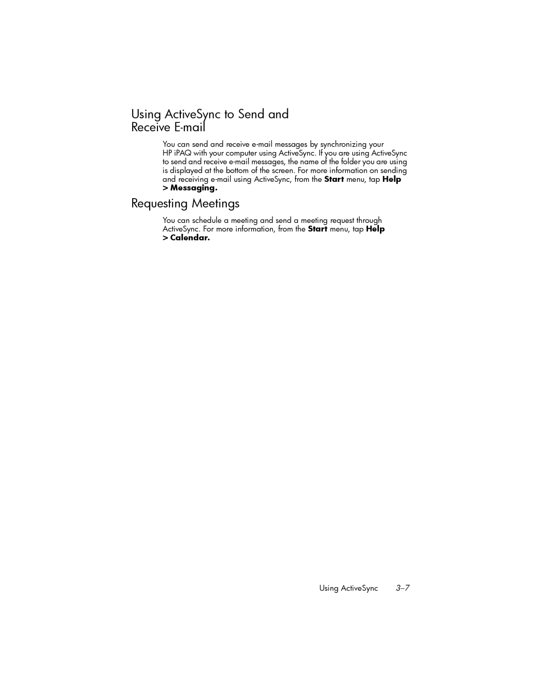 HP hw6500 Cingular manual Using ActiveSync to Send Receive E-mail, Requesting Meetings 