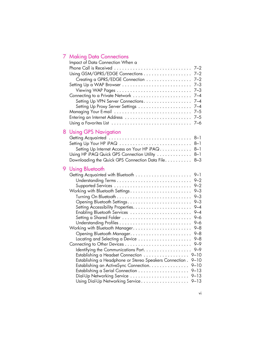 HP hw6500 Cingular manual Making Data Connections 