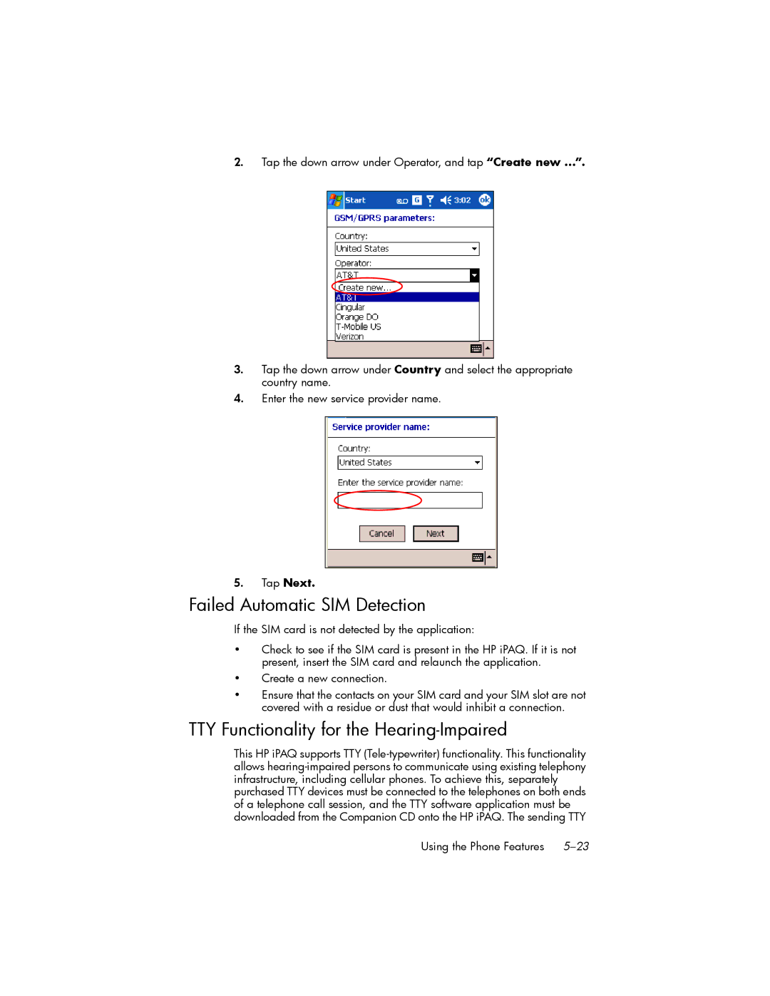 HP hw6500 Cingular manual Failed Automatic SIM Detection, TTY Functionality for the Hearing-Impaired 