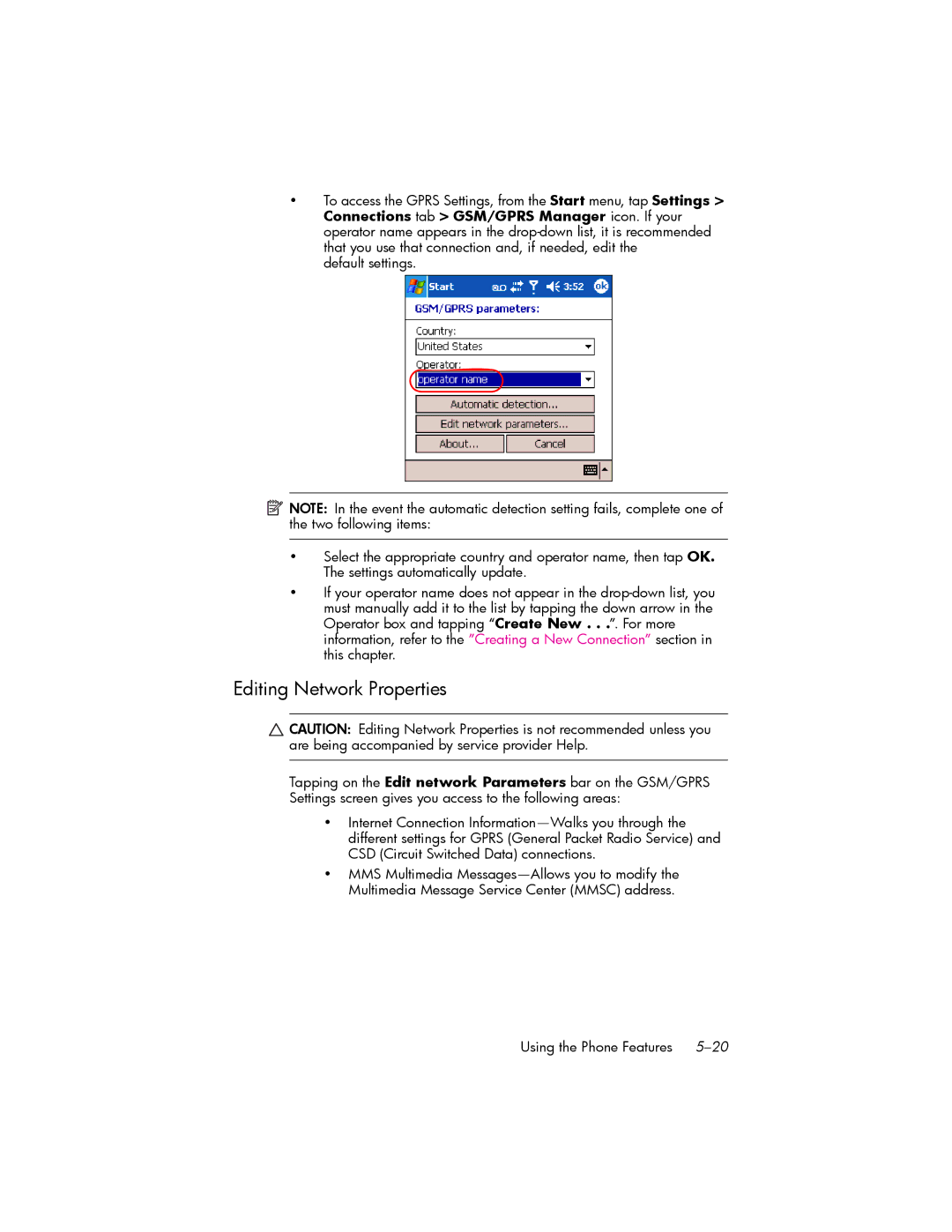 HP hw6500 Unlocked manual Editing Network Properties 