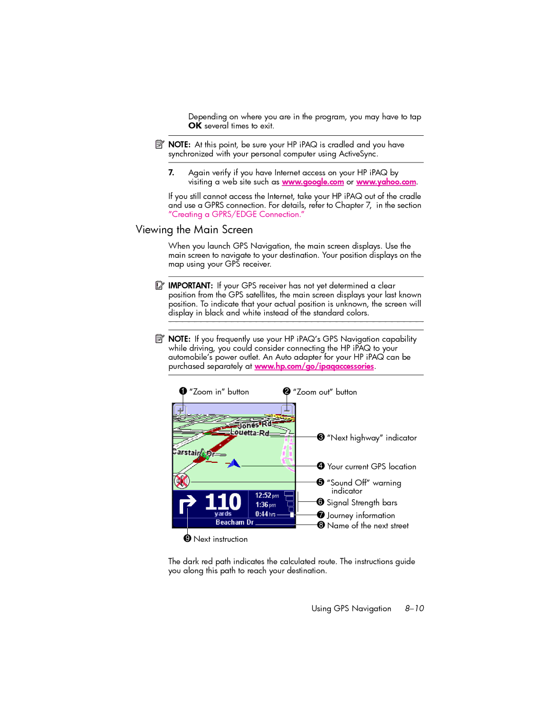 HP hw6500 Unlocked manual Viewing the Main Screen 