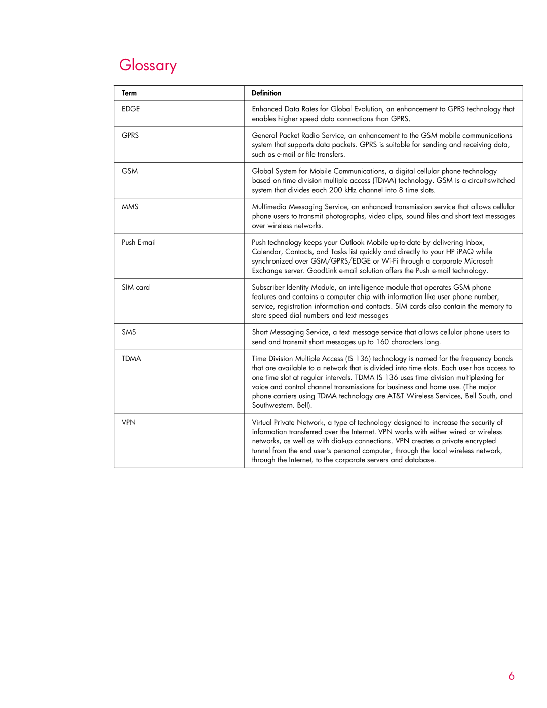 HP hw6920 manual Glossary, Edge 