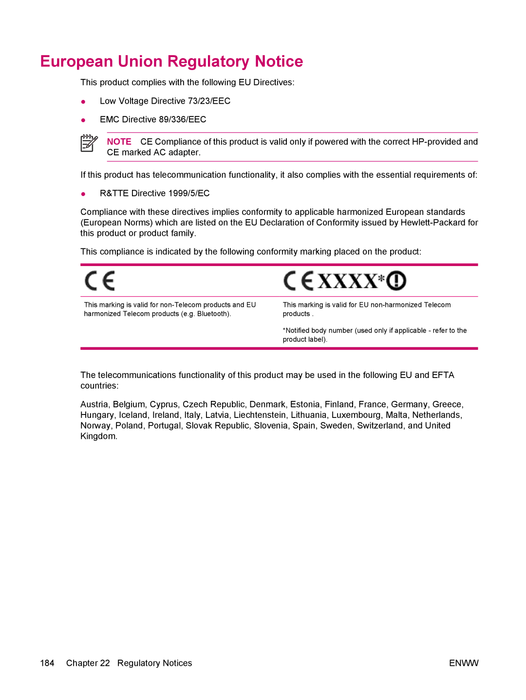 HP hw6960 manual European Union Regulatory Notice 