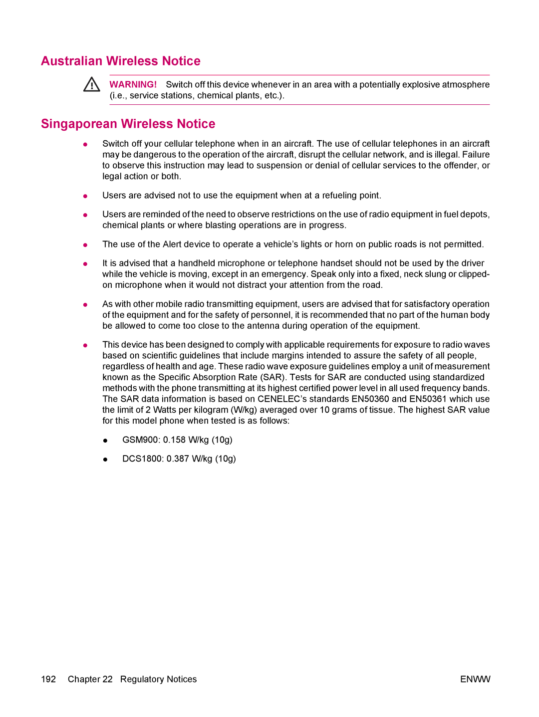 HP hw6960 manual Australian Wireless Notice Singaporean Wireless Notice 