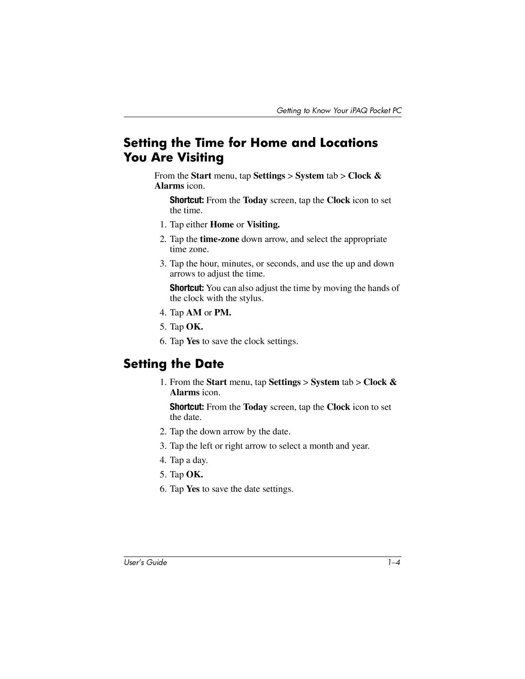 HP HX2000 manual Setting the Time for Home and Locations You Are Visiting, Setting the Date 