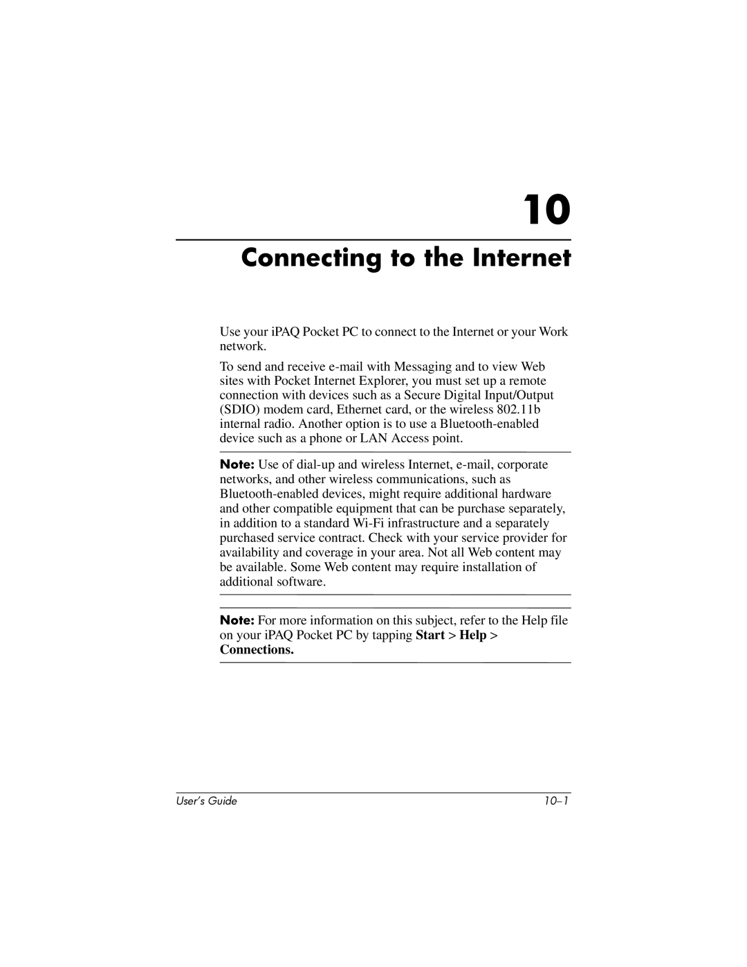 HP HX2000 manual Connecting to the Internet, Connections 