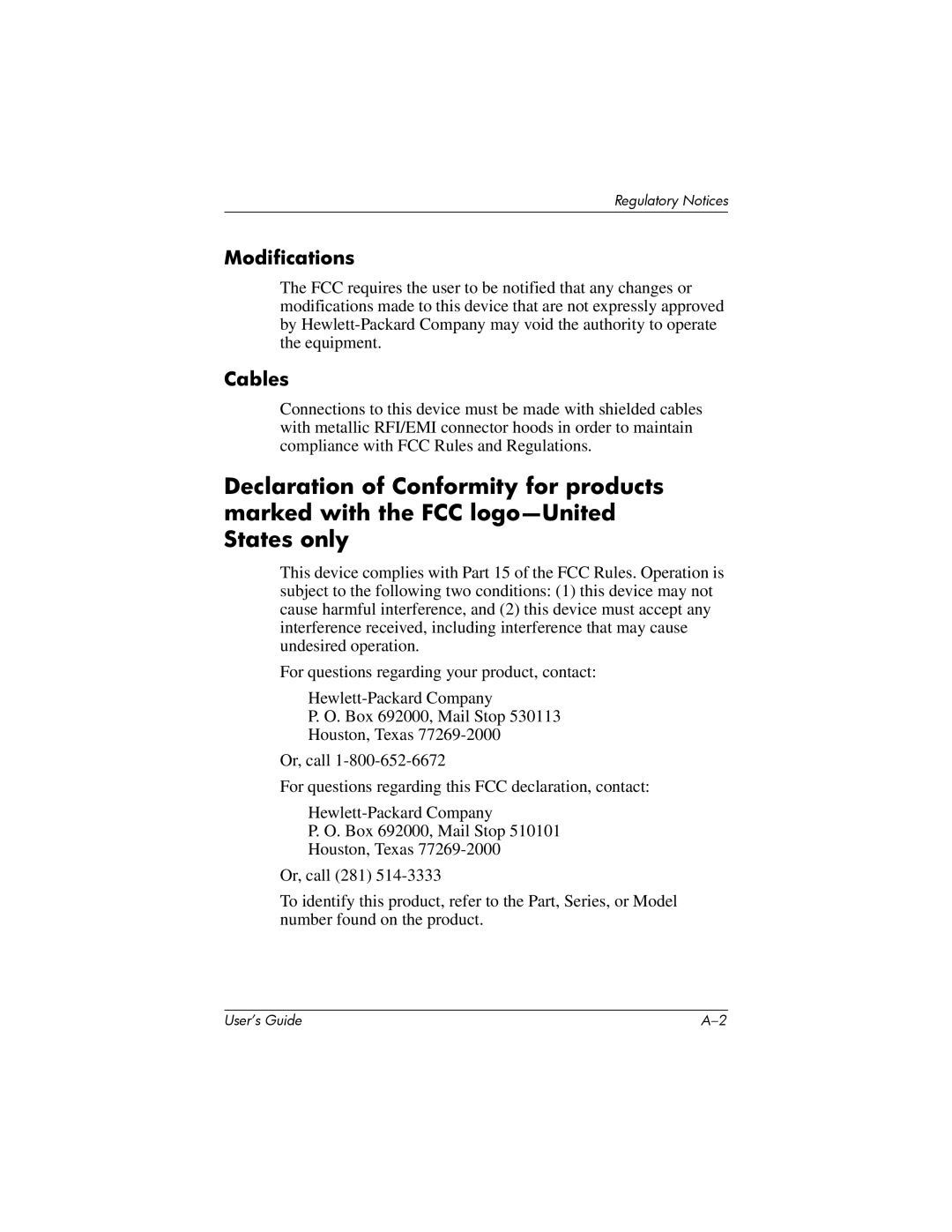 HP HX2000 manual Modifications, Cables 