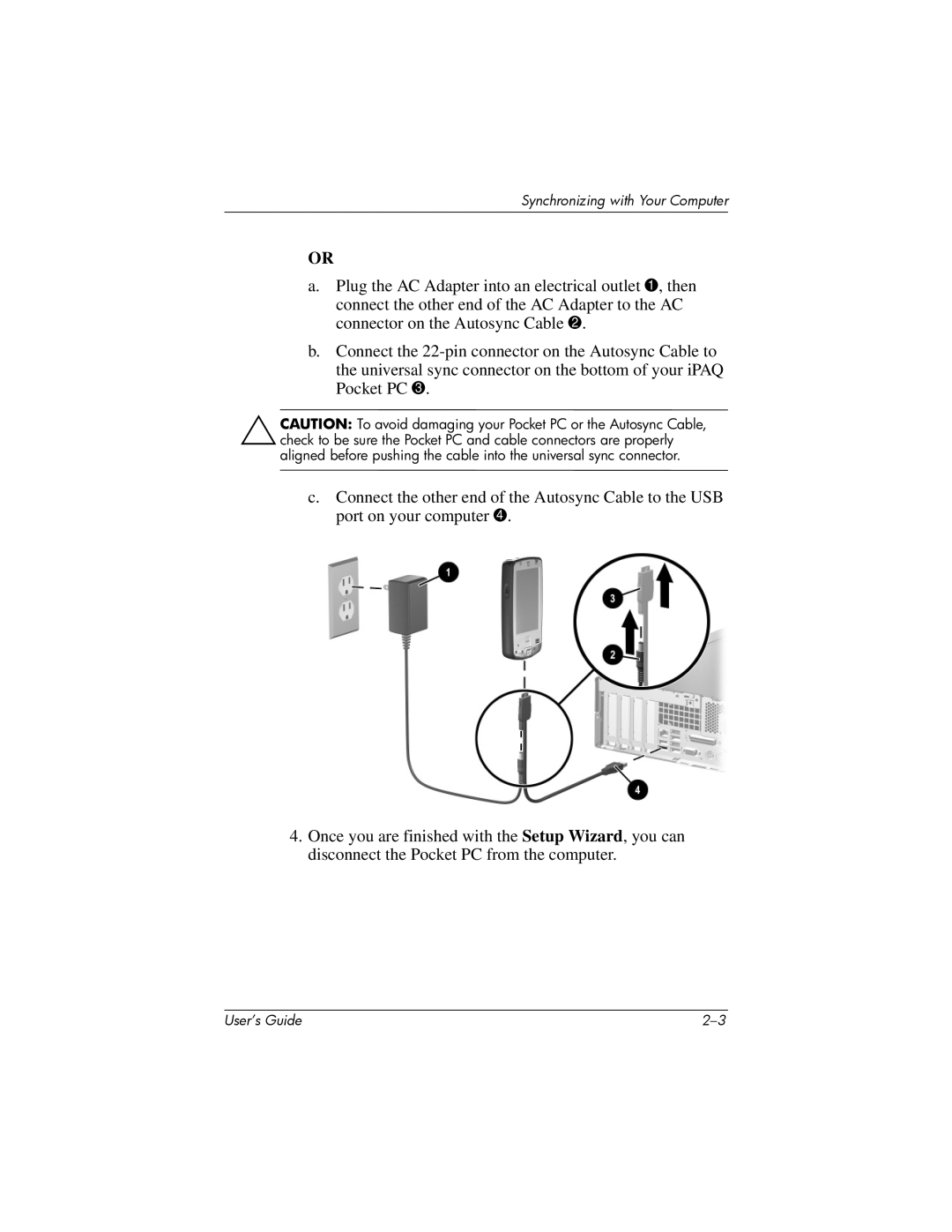 HP HX2000 manual Synchronizing with Your Computer 