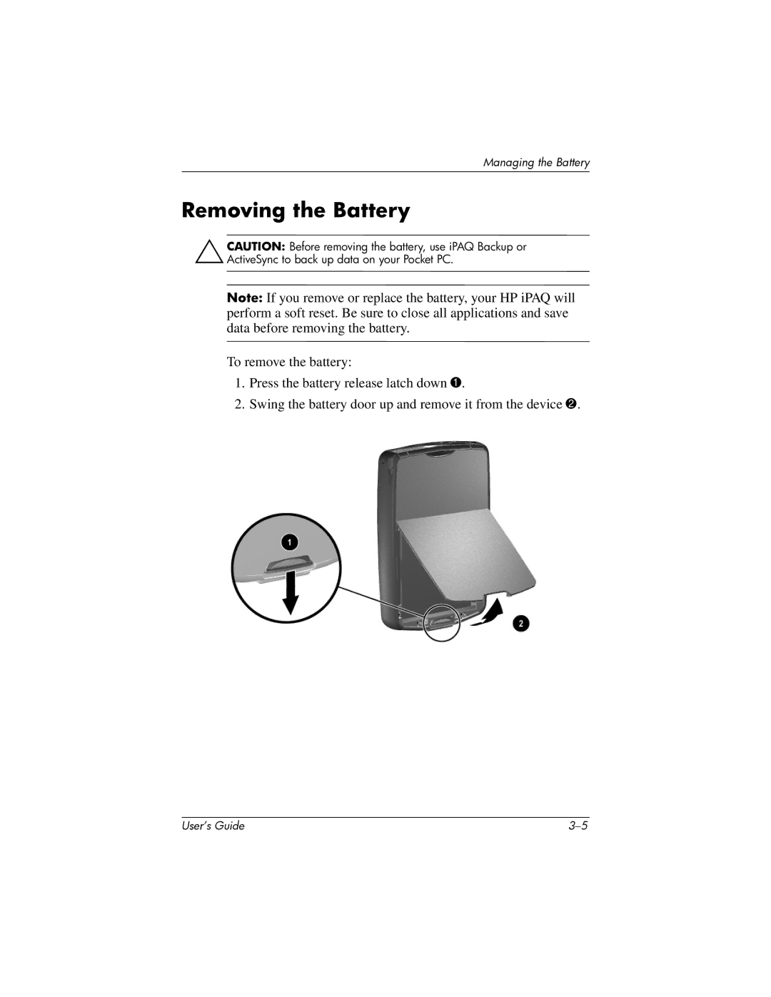 HP HX2000 manual Removing the Battery 