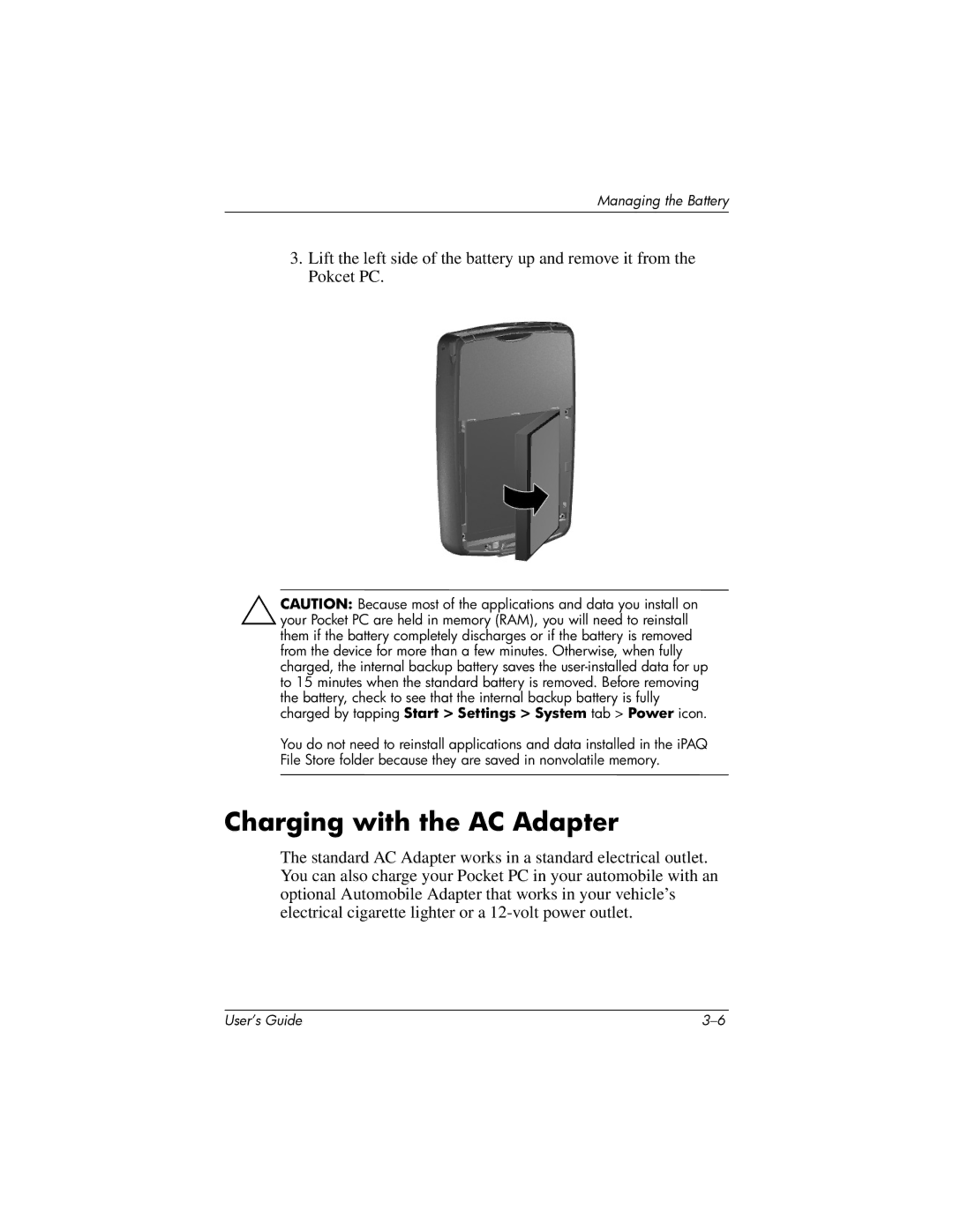 HP HX2000 manual Charging with the AC Adapter 