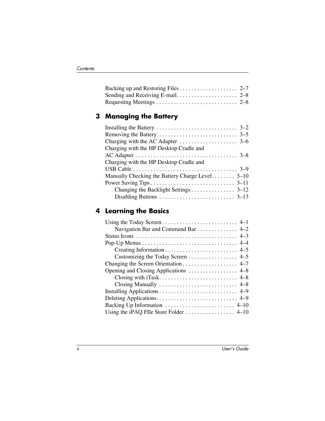 HP HX2000 manual Managing the Battery, Learning the Basics 