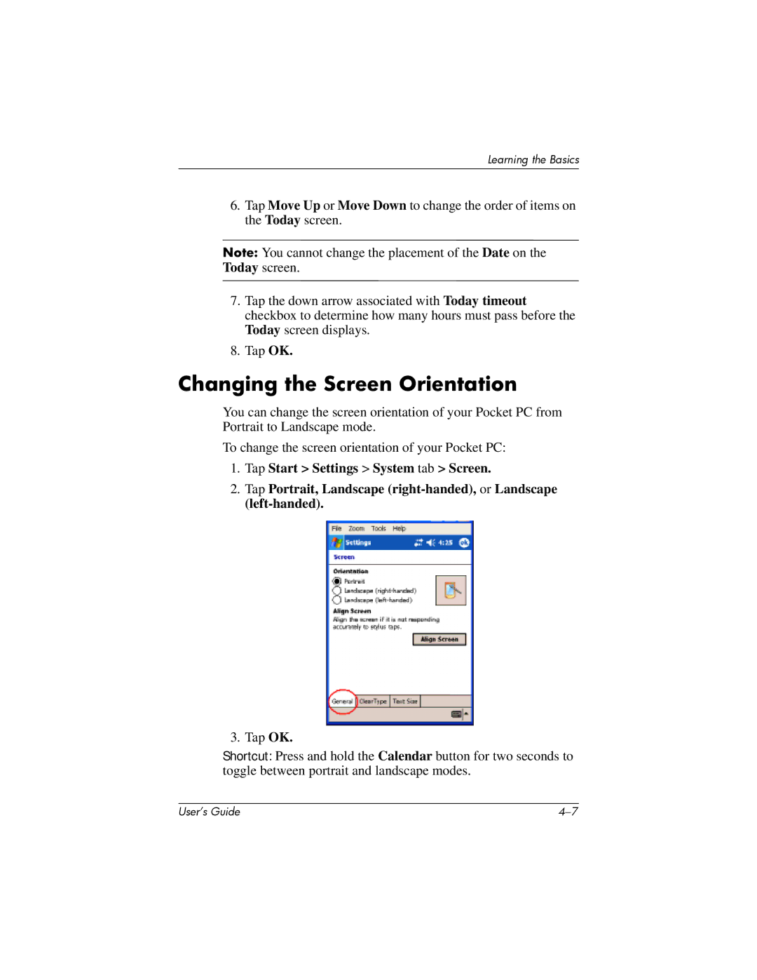 HP HX2000 manual Changing the Screen Orientation 