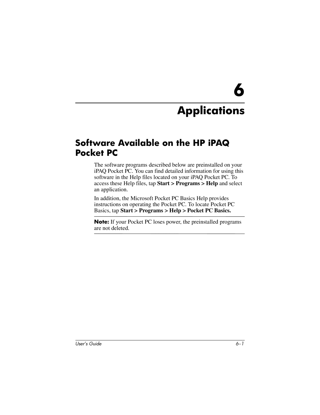 HP HX2000 manual Applications, Software Available on the HP iPAQ Pocket PC 