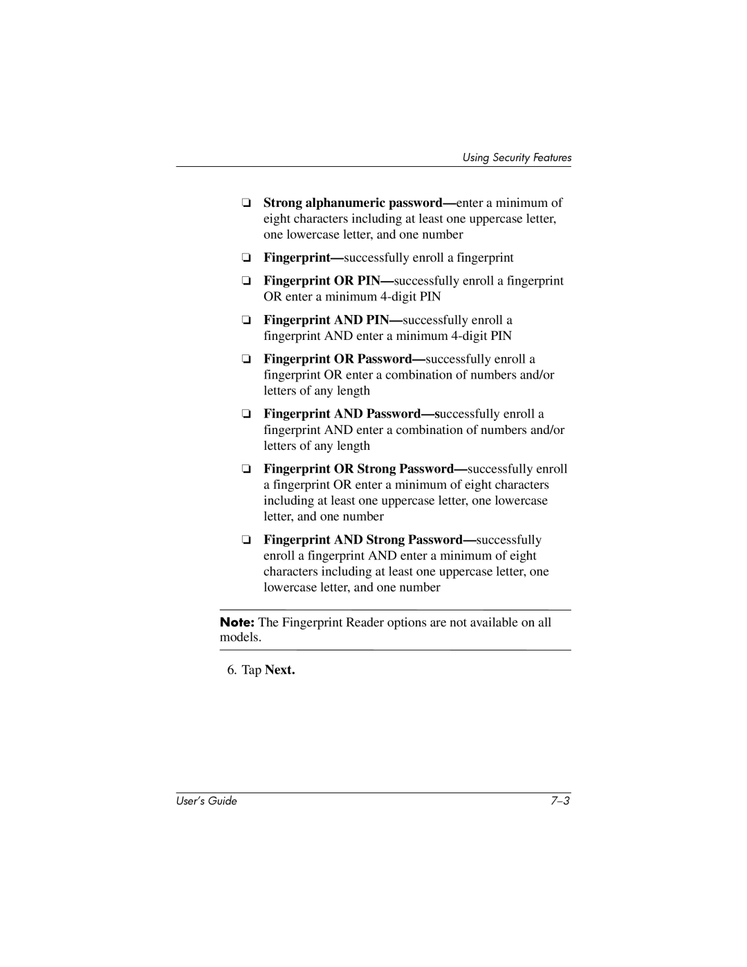 HP HX2000 manual Using Security Features 