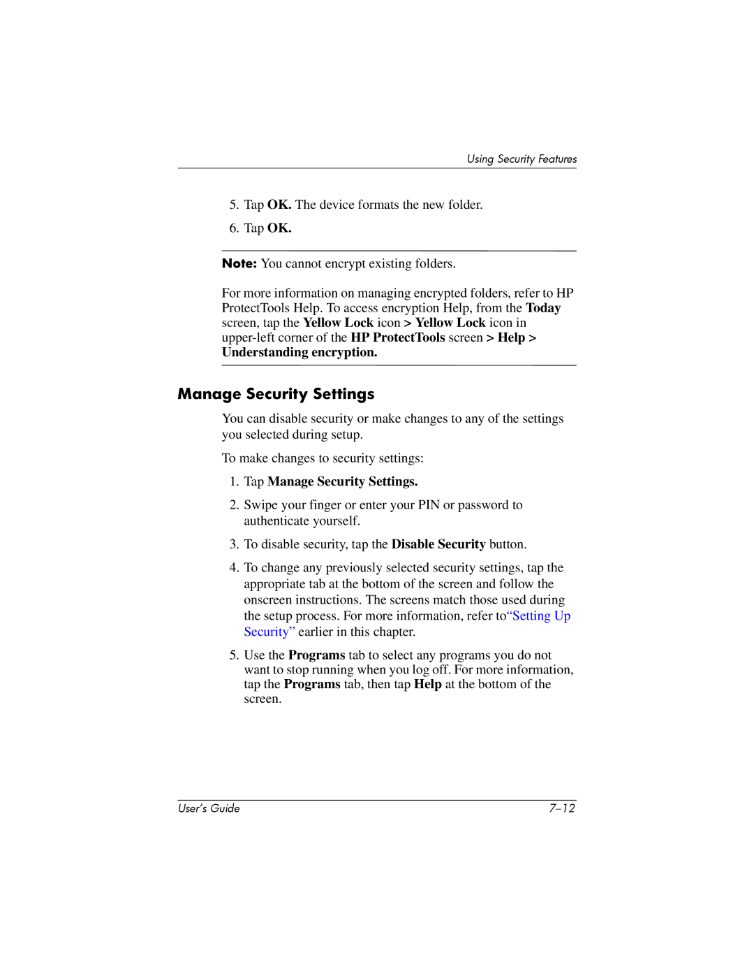 HP HX2000 manual Understanding encryption, Tap Manage Security Settings 