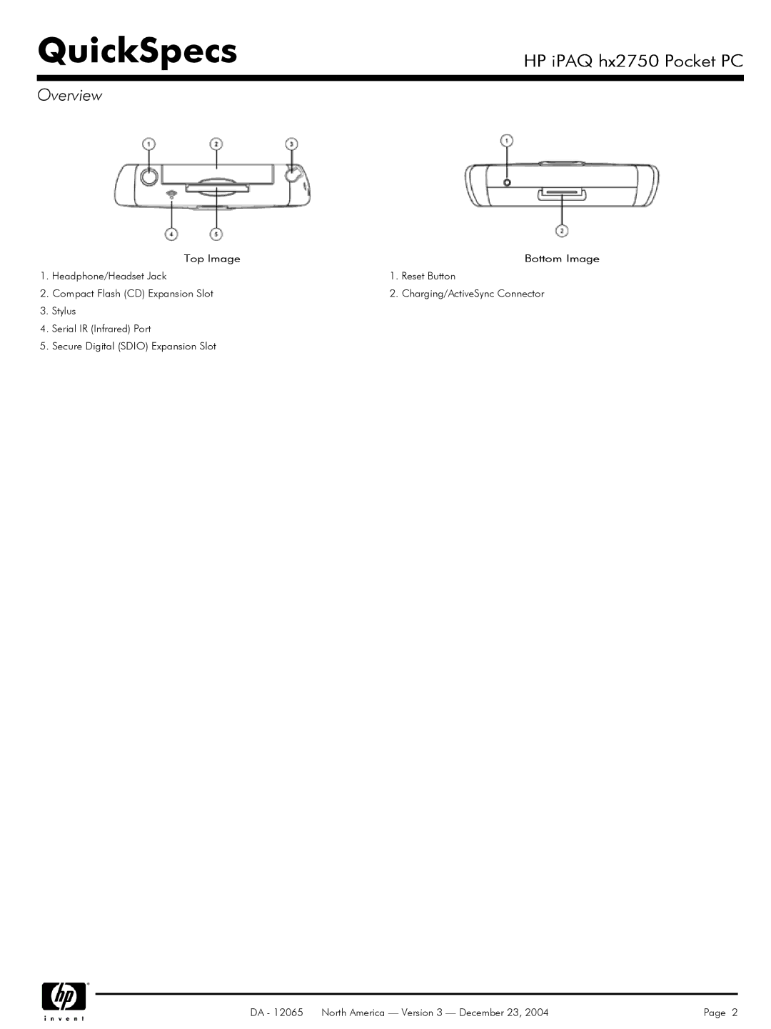 HP HX2750 manual Top Image Bottom Image 