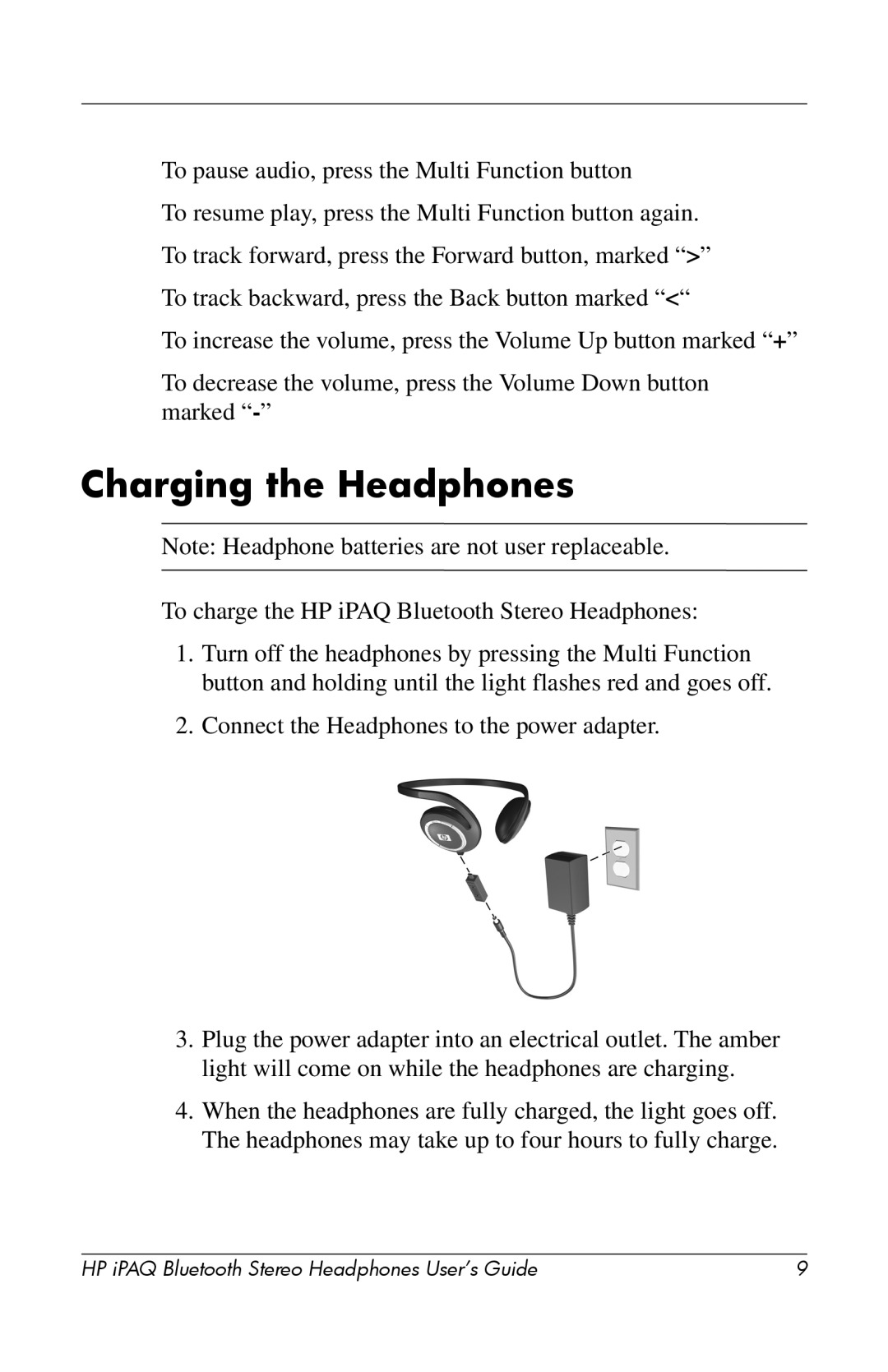 HP hx4700 manual Charging the Headphones 