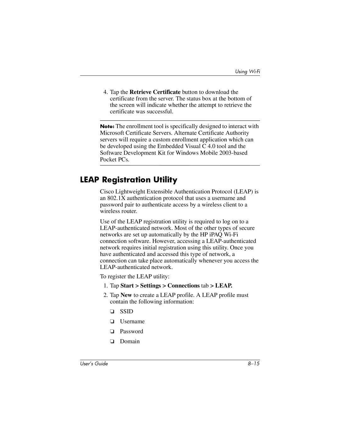HP hx4700 manual Leap Registration Utility, Tap Start Settings Connections tab Leap 