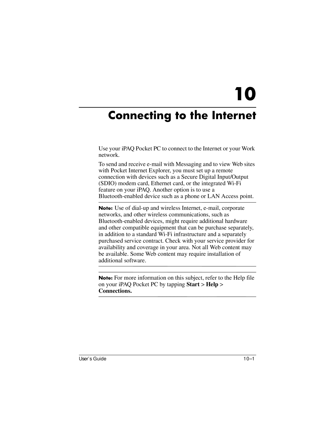 HP hx4700 manual Connecting to the Internet, Connections 