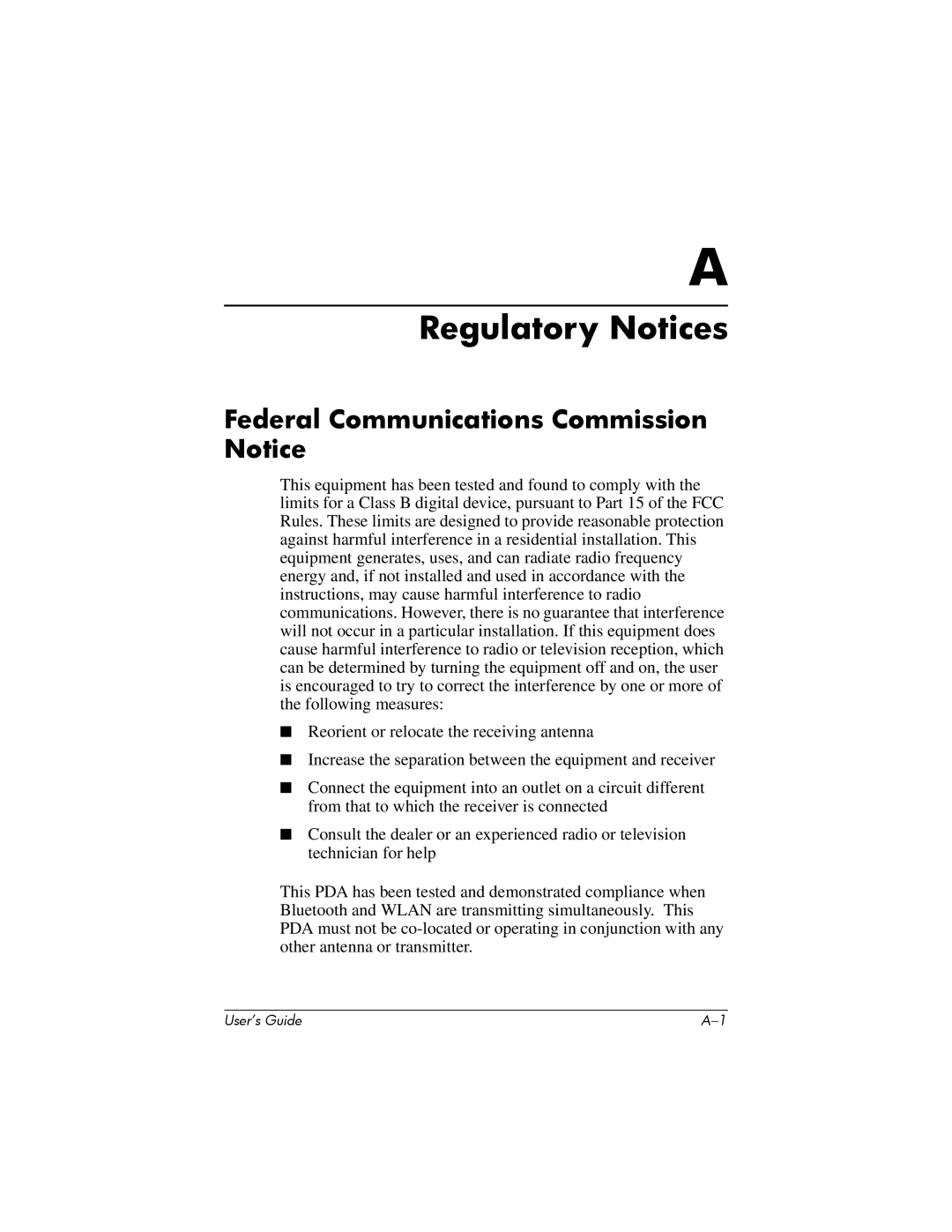 HP hx4700 manual Regulatory Notices, Federal Communications Commission Notice 