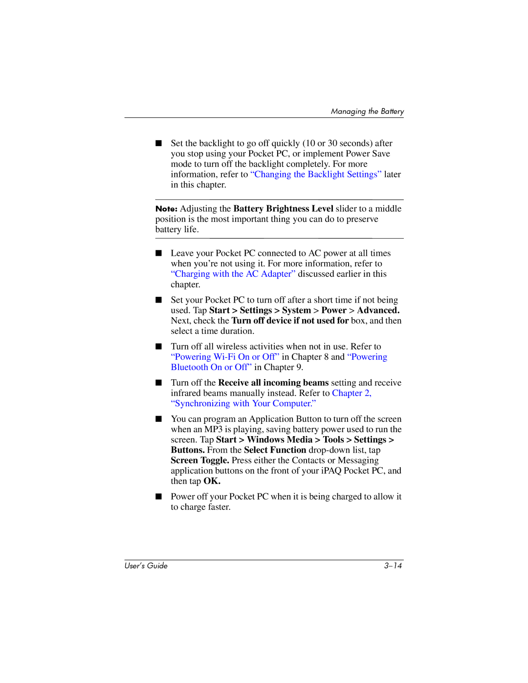 HP hx4700 manual Managing the Battery 