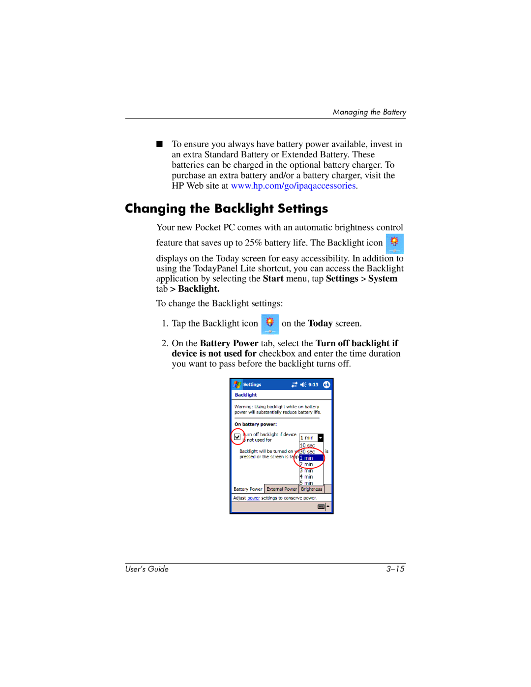 HP hx4700 manual Changing the Backlight Settings 