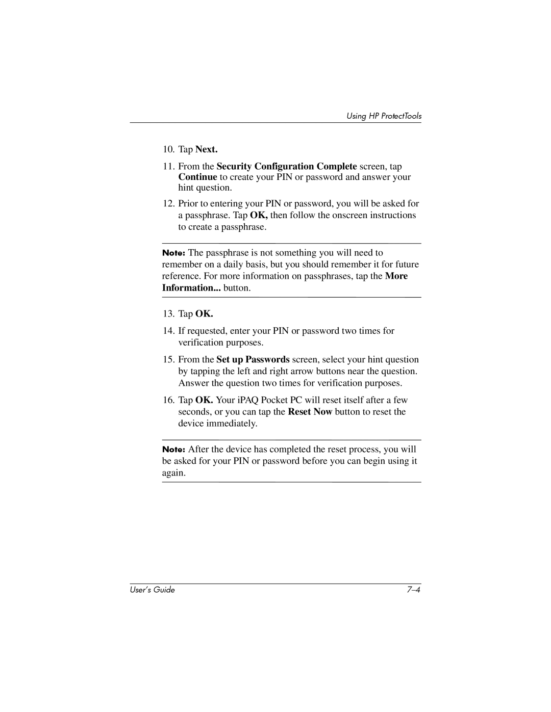 HP hx4700 manual Using HP ProtectTools 