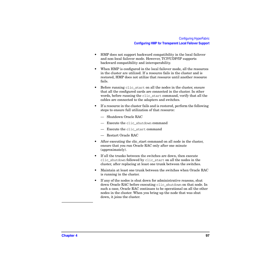 HP HyperFabric manual Conﬁguring HMP for Transparent Local Failover Support 