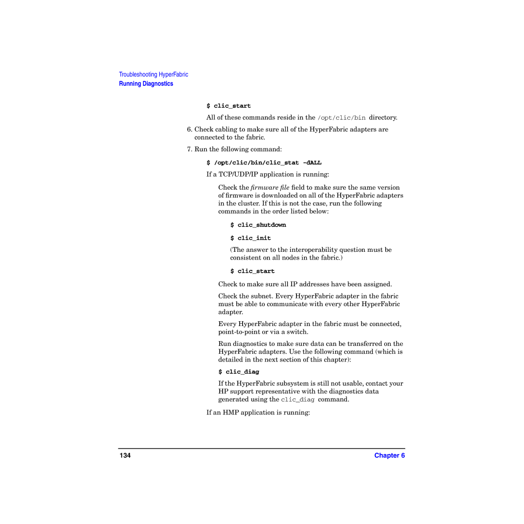 HP HyperFabric manual $ clicstart 