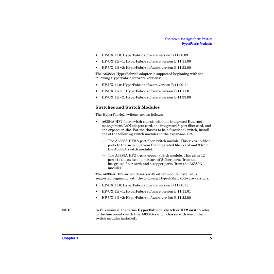 HP HyperFabric manual Switches and Switch Modules 