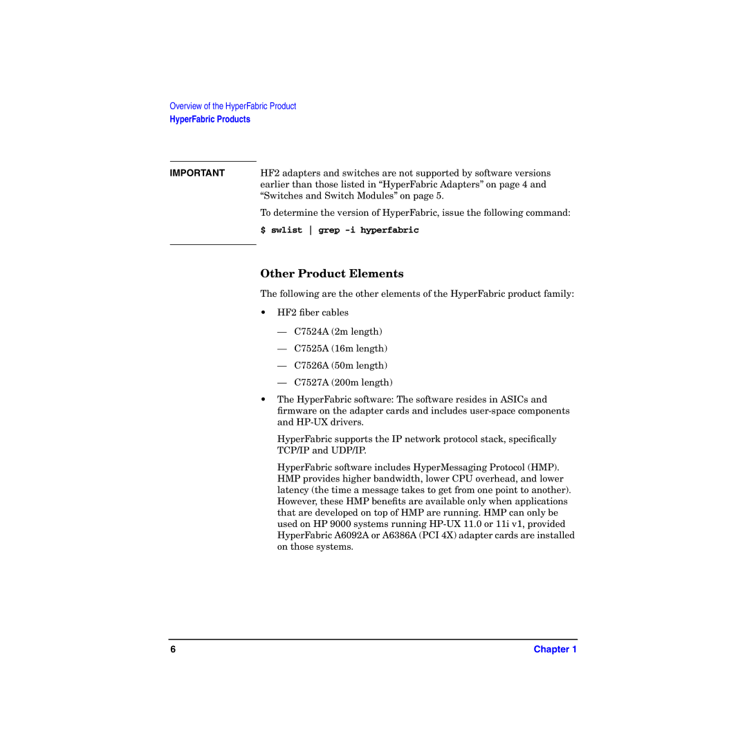 HP HyperFabric manual Other Product Elements 