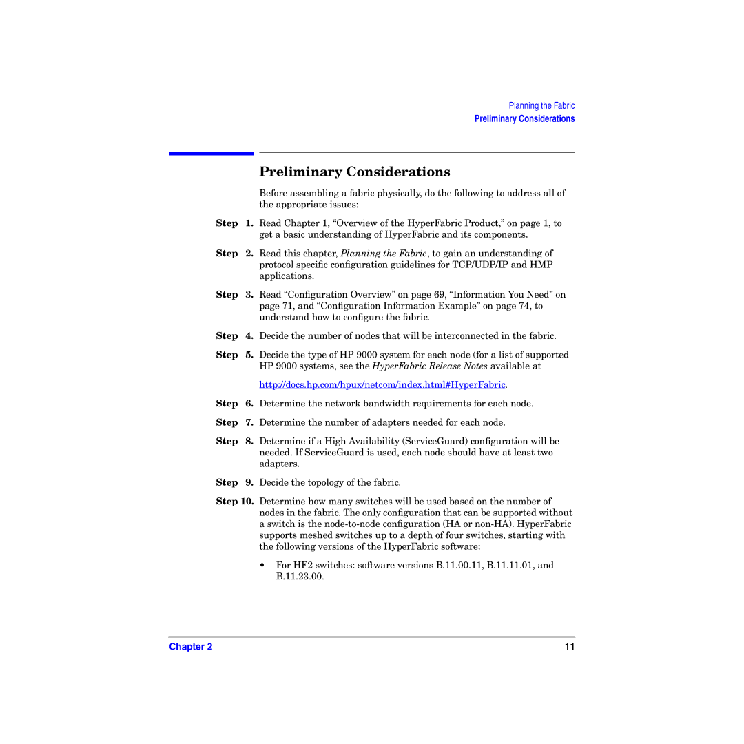 HP HyperFabric manual Preliminary Considerations, Step 