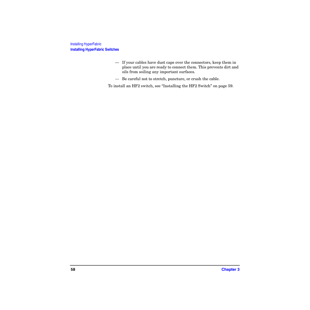 HP manual Installing HyperFabric Switches 