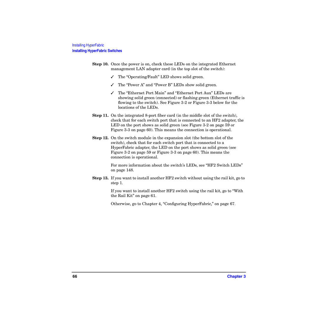 HP manual Installing HyperFabric Switches 