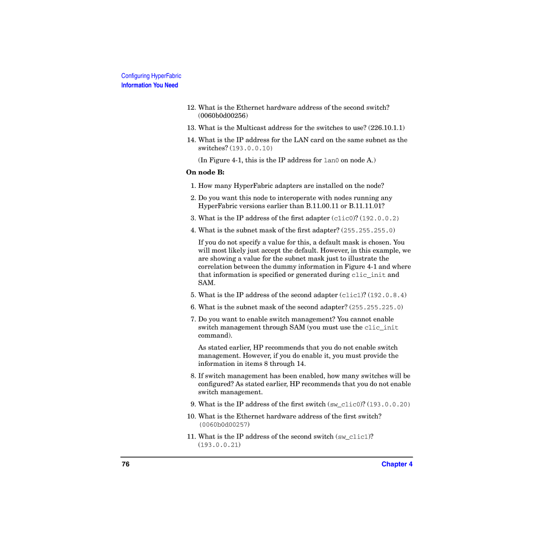 HP HyperFabric manual On node B 