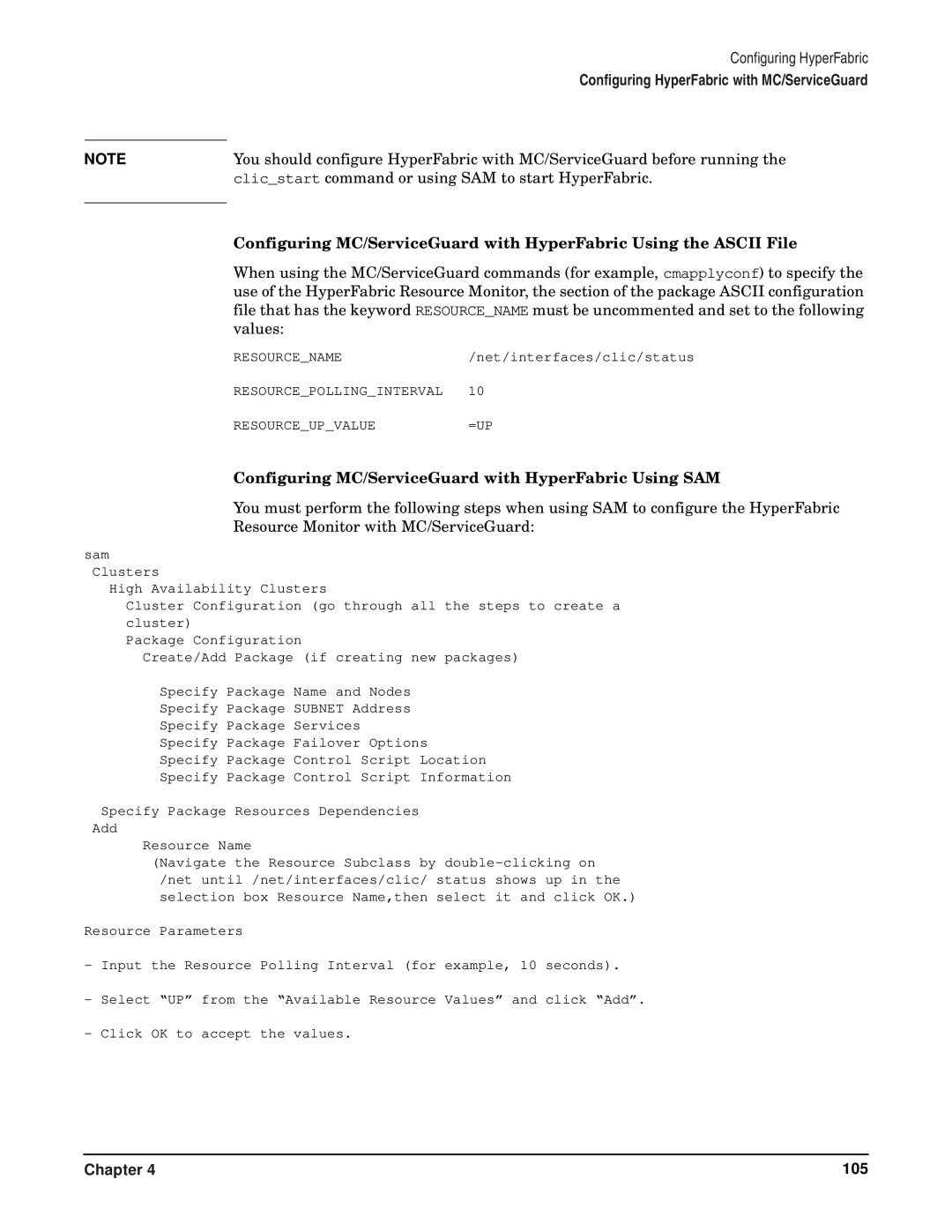 HP manual Configuring MC/ServiceGuard with HyperFabric Using SAM 