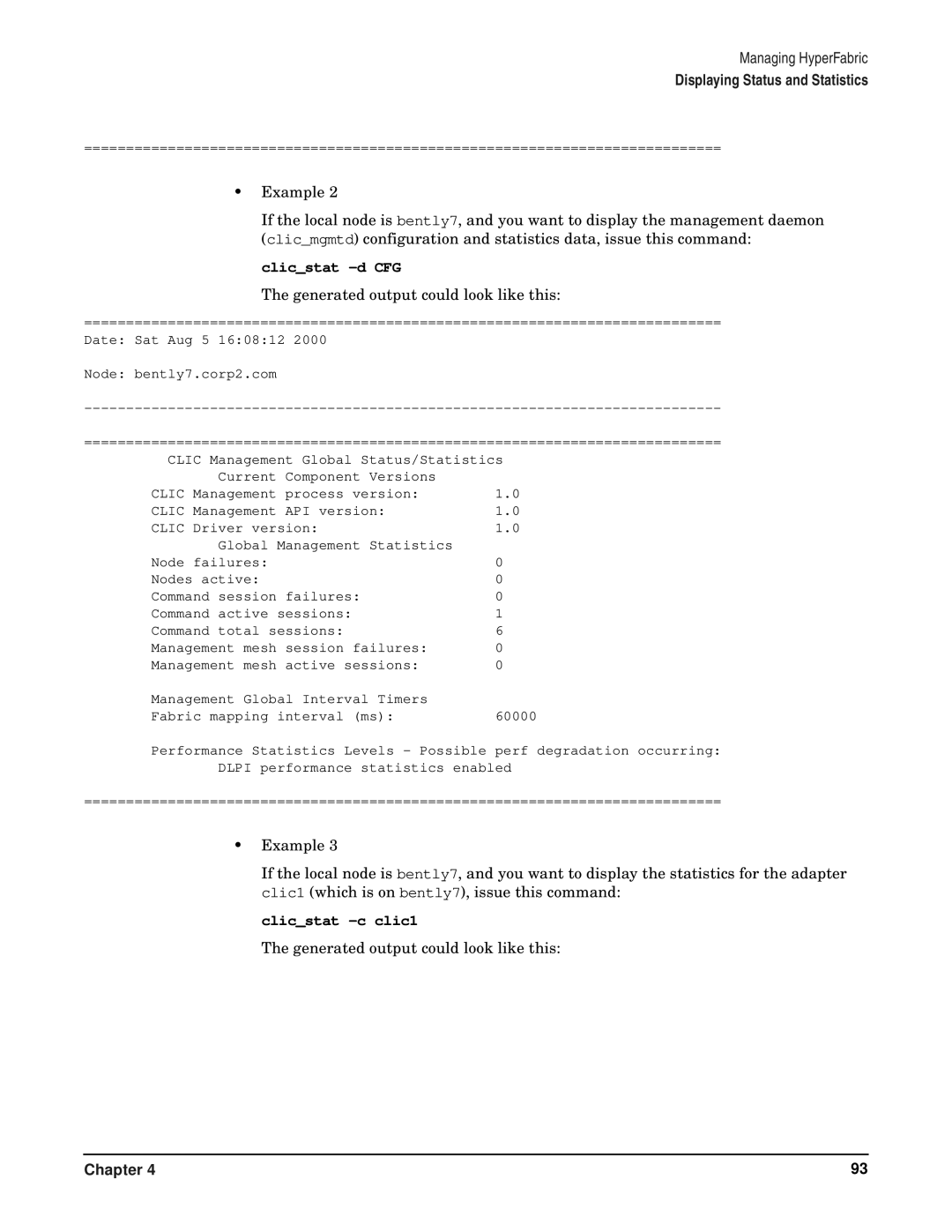 HP HyperFabric manual Clicstat -d CFG 