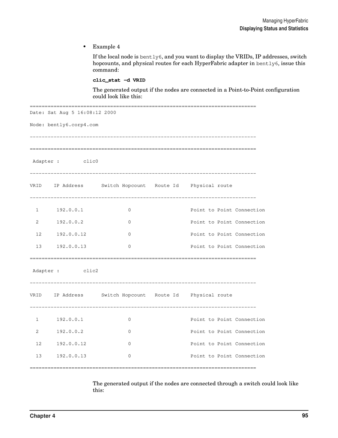 HP HyperFabric manual Clicstat -d Vrid 